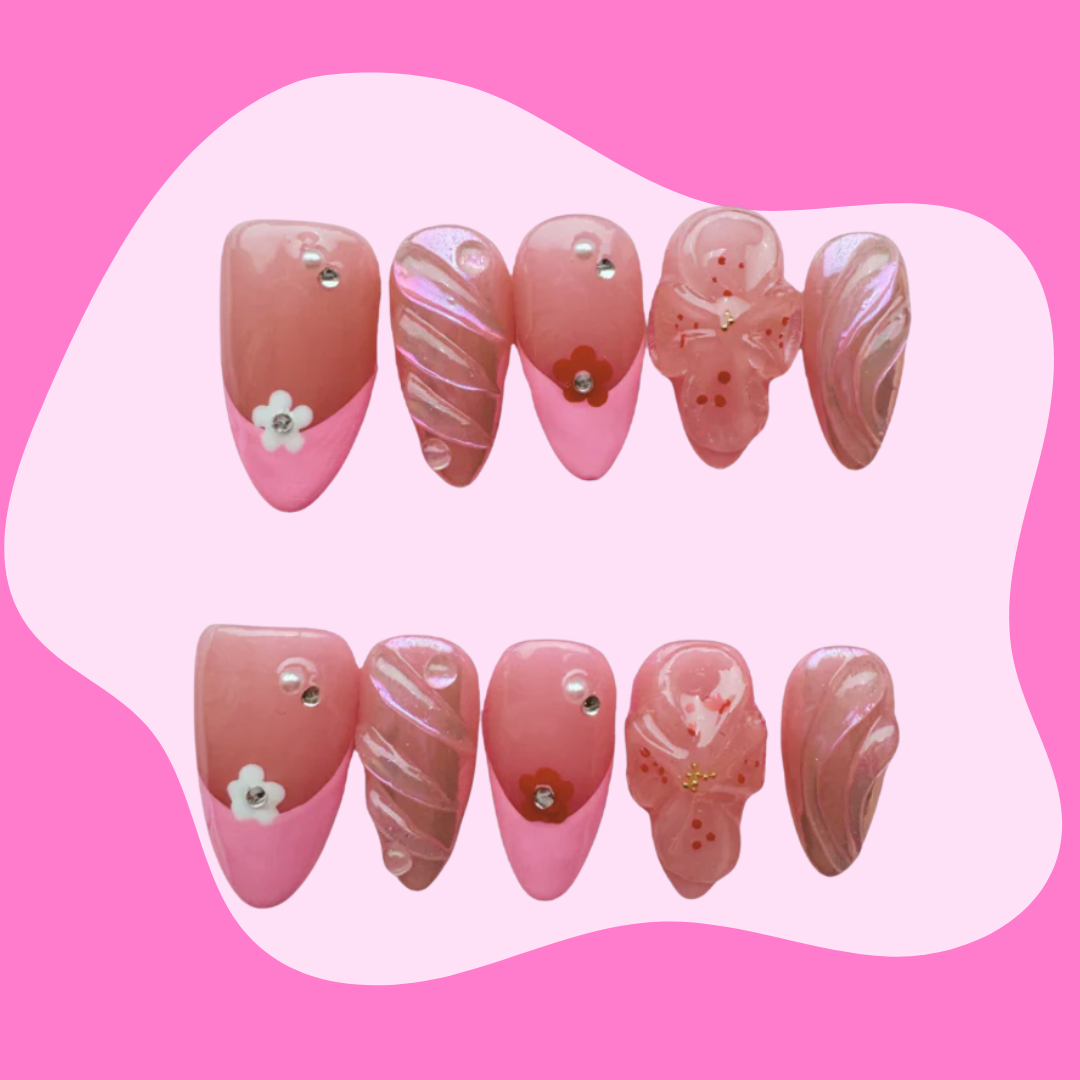 Spring Blossoms - Almond Shaped Press-Ons