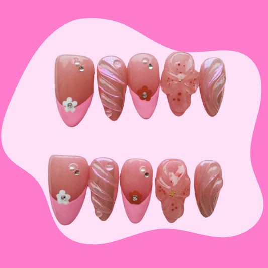 Spring Blossoms - Almond Shaped Press-Ons