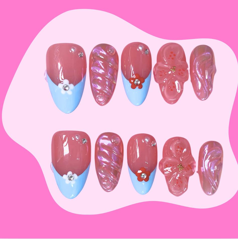 Spring Blossoms - Almond Shaped Press-Ons